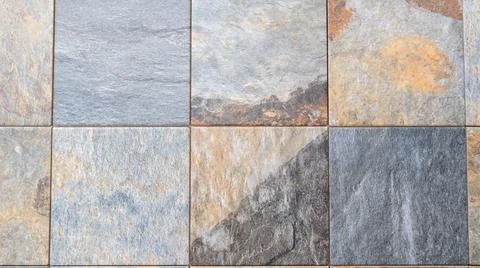 Ceramic tiles patterns from mosaic brown different old stone tile background 写真素材