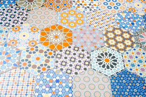 Ceramic tiles patterns Stock Photos