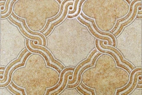Ceramic tiles, squares of different sizes, light brown pattern, volume Stock Photos