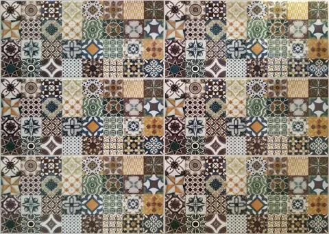 Ceramic tiles texture and background, Portugal patterns Stock Photos