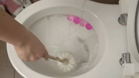 Ceramic Toilet During a Flush, Close-up from Above Video stock 170909933