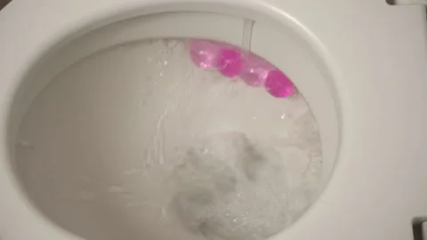 Ceramic Toilet During a Flush, Close-up from Above Stock Footage 170910022