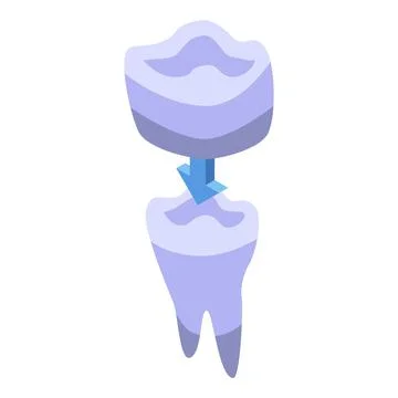 Ceramic tooth crown icon, isometric style Stock Illustration
