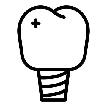 Ceramic tooth icon, outline style Stock Illustration