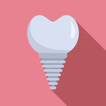 Ceramic tooth implant icon, flat style Stock Illustration