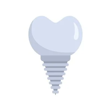 Ceramic tooth implant icon flat isolated Stock Illustration