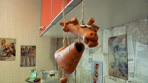 Ceramic toy cow Stock Footage 79852301