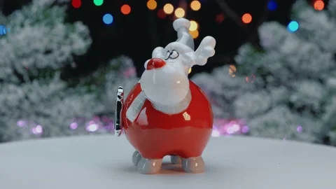 Ceramic toy elk on the background of New Year lights. Concept of the new year Stock Footage 145370322