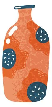 Ceramic vase. Decorative bottle in cute flat style Stock Illustration