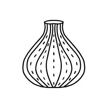 Ceramic vase in doodle style. Hand drawn image for print, sticker, web, vario Stock Illustration