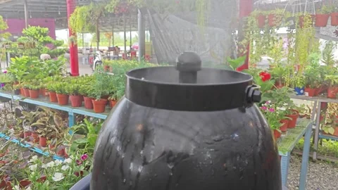 Ceramic vase humidifier Stock Footage 246618993