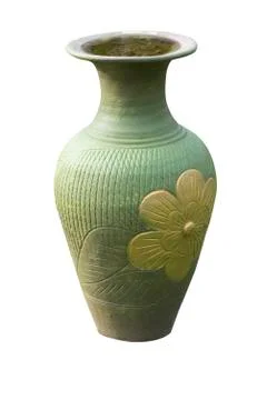 Ceramic vase on a white background. Stock Photos
