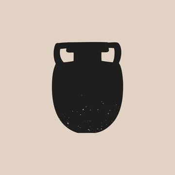 Ceramic vases. Pot pottery vase silhouette. Vector elegant greek jar set Stock Illustration