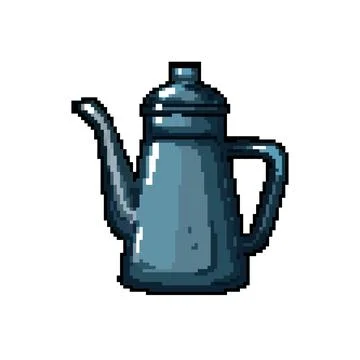 Ceramic vintage teapot pixel art vector illustration sign Stock Illustration