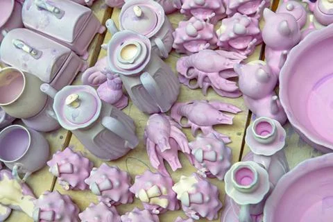 Ceramic ware under production Ceramic ware under production in potter s wo... Stock Photos