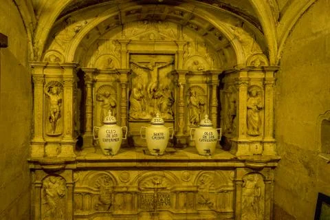 Ceramic white pot inside the Mosque Church of Cordoba Stock Photos