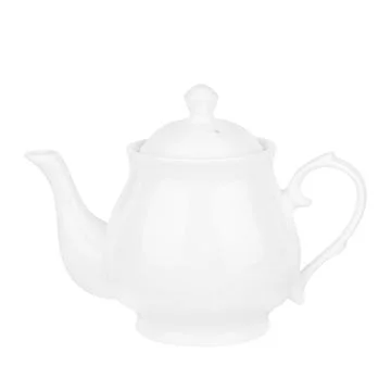 Ceramic white teapot for brewing tea isolated on white background Stock Photos