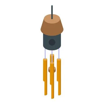 Ceramic wind chime icon isometric vector. Hang tubes sound arrangement Stock Illustration