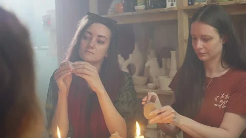 Ceramics classes in a craft workshop. Stock Footage 247992102