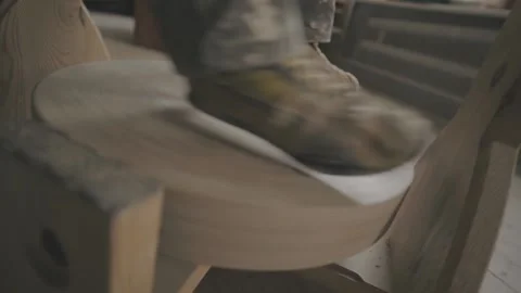 Ceramics studio. Potter at work. Spinning a pottery wheel. Video stock 143376981