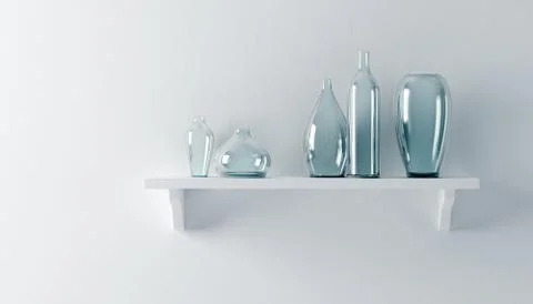 Ceramics vases on the shelf Stock Illustration