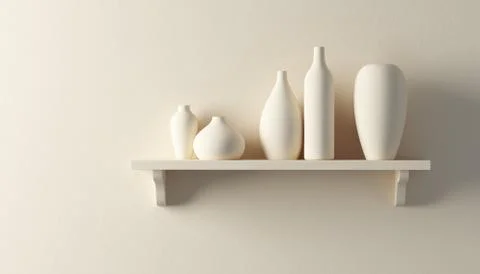Ceramics vases on the shelf Stock Illustration