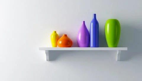 Ceramics vases on the shelf Stock Illustration