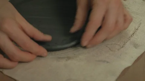 Ceramist work in the workshop. Video stock 128025097