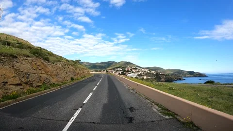 Cerbere driving above the town. Stock Footage 201759007