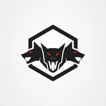 Cerberus heads icon logo vector Stock Illustration