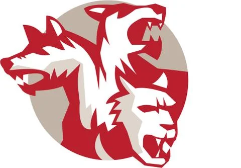 Cerberus Multi-headed Dog Circle Retro Stock-Illustration