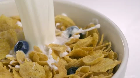 Cereal and milk, Slow Motion Stock Footage