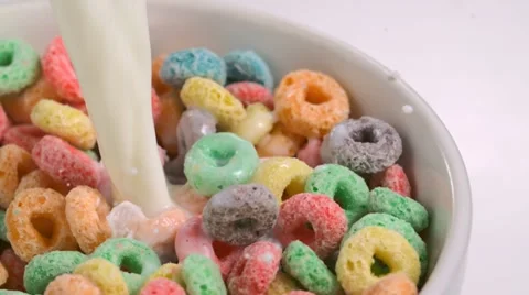 Cereal and milk, Slow Motion Stock Footage