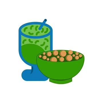 Cereal and smoothie icon in flat style on a white background. Stock Illustration