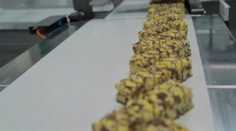 Cereal bars on the production line Video stock 62525266