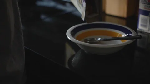 Cereal Being Poor Into Bowl Stock Footage 112950065