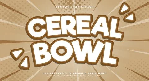 Cereal bowl editable text effect Template Illustrazione stock
