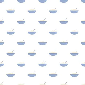 Cereal bowls pattern creating breakfast food background Stock Illustration