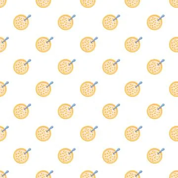 Cereal bowls with spoons repeating pattern 스톡 일러스트