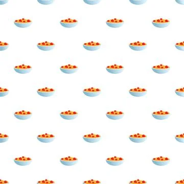 Cereal bowls with strawberries seamless pattern background Stock Illustration