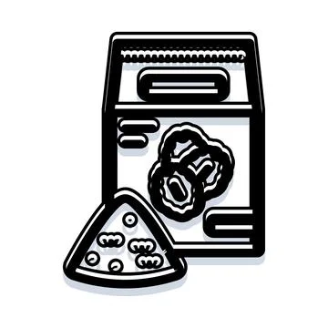 Cereal box and an onion ring fragment Stock Illustration