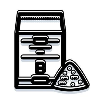 Cereal box and a slice of pizza icon 스톡 일러스트
