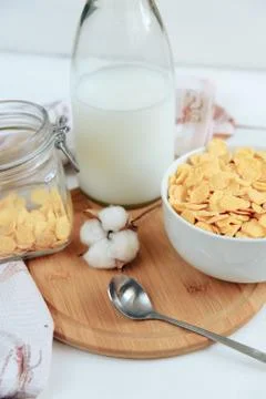 Cereal breakfast set on light background one Stock Photos