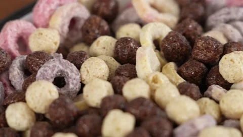 Cereal camera pan close up Stock Footage 183522711