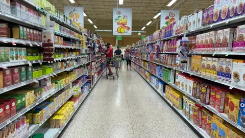 The cereal, coffee and tea aisle at a Pu... | Stock Video | Pond5