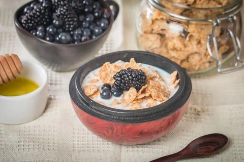 Cereal flakes for breakfast Stock Photos