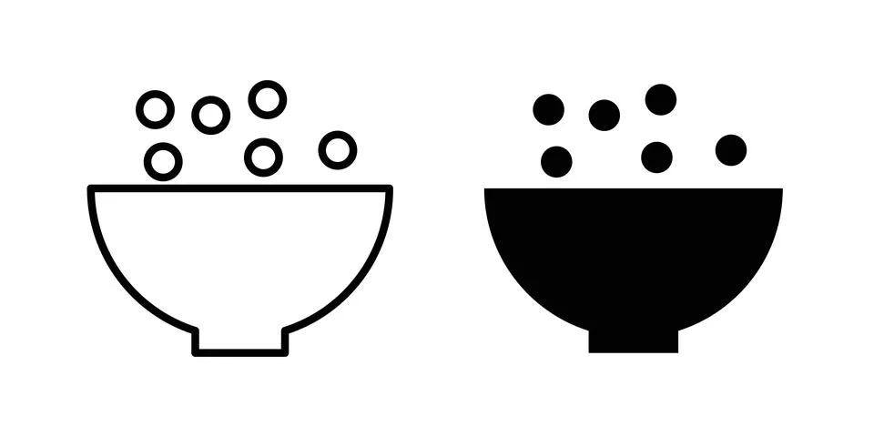 Cereal icon solid, line, and editable vector set. Illustrazione stock
