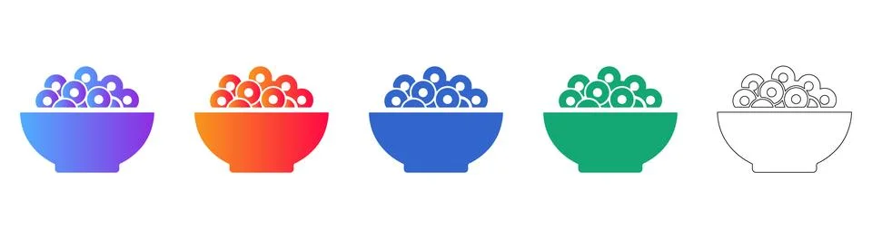 Cereal Loop Bowl Icon Set イラスト素材