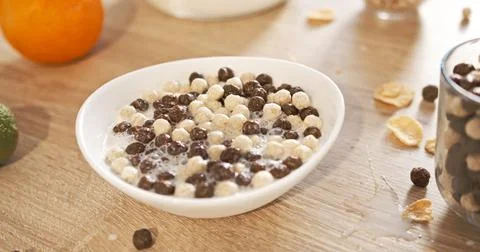 Cereal with milk for Breakfast Stock Photos