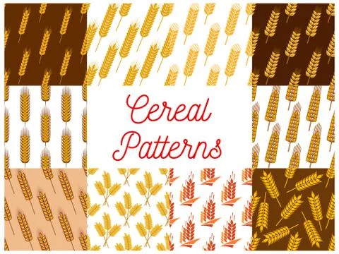 Cereal wheat and rye ears patterns Stock Illustration